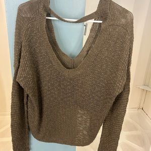 Buckle long sleeve open back top